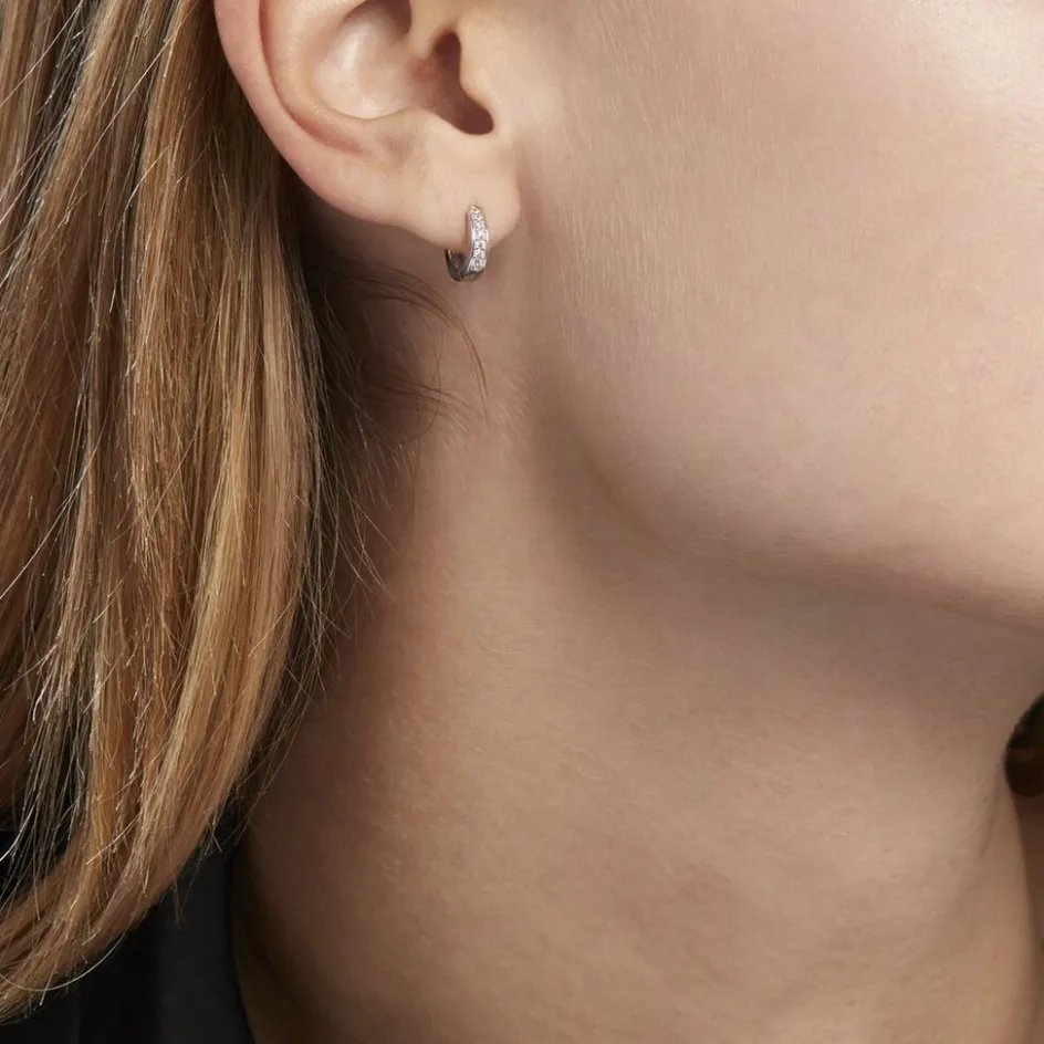 Hot Histoire d'Or Créoles Alexa Argent Blanc Oxyde De Zirconium