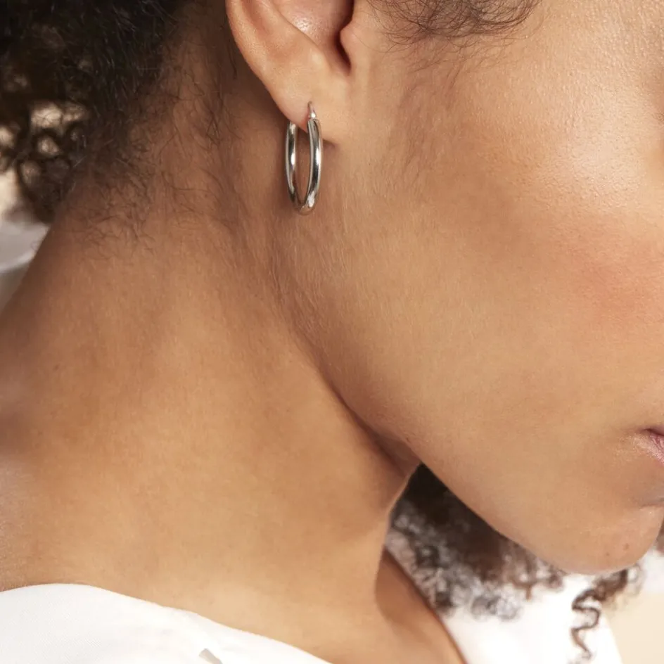 Hot Histoire d'Or Créoles Argent Blanc Anne