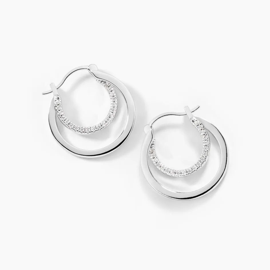 Best Histoire d'Or Créoles Argent Blanc Linnette Oxydes De Zirconium