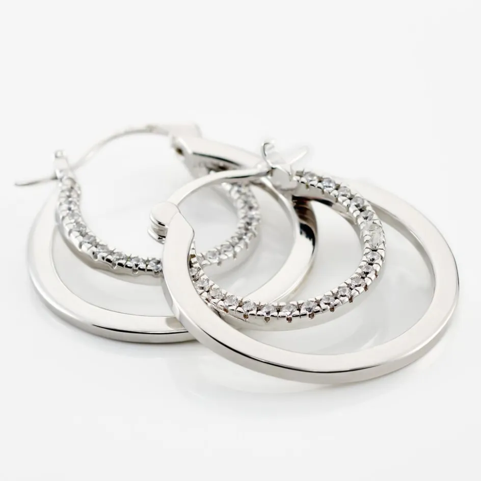 Best Histoire d'Or Créoles Argent Blanc Linnette Oxydes De Zirconium