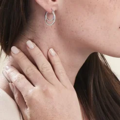 Best Histoire d'Or Créoles Argent Blanc Linnette Oxydes De Zirconium