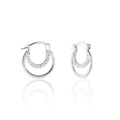 New Histoire d'Or Créoles Argent Blanc Linnette Oxydes De Zirconium