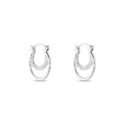 New Histoire d'Or Créoles Argent Blanc Linnette Oxydes De Zirconium