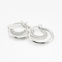 New Histoire d'Or Créoles Argent Blanc Linnette Oxydes De Zirconium