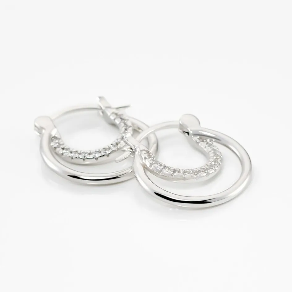 New Histoire d'Or Créoles Argent Blanc Linnette Oxydes De Zirconium