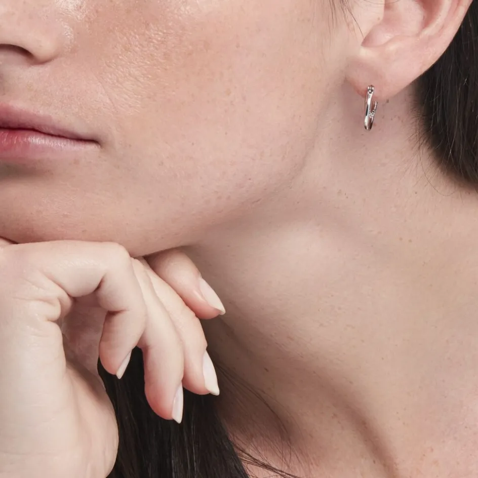 New Histoire d'Or Créoles Argent Blanc Linnette Oxydes De Zirconium