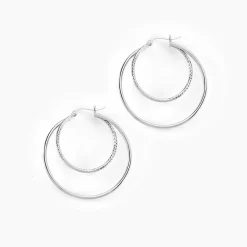 Hot Histoire d'Or Créoles Argent Blanc Marjorie