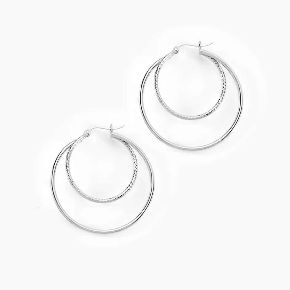 Hot Histoire d'Or Créoles Argent Blanc Marjorie