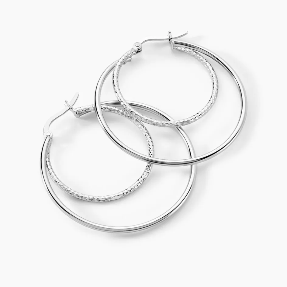 Hot Histoire d'Or Créoles Argent Blanc Marjorie