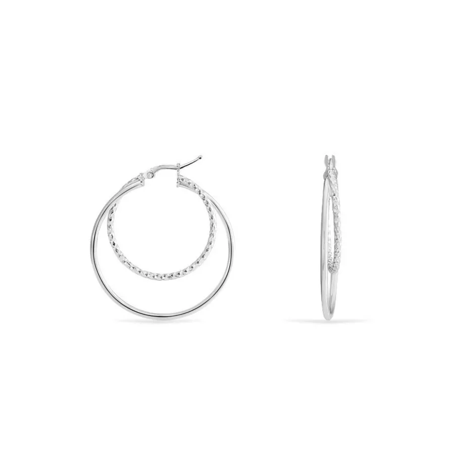 Hot Histoire d'Or Créoles Argent Blanc Marjorie