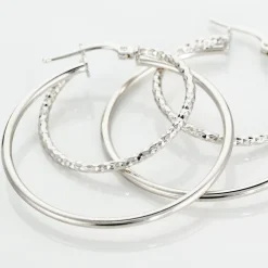 Hot Histoire d'Or Créoles Argent Blanc Marjorie