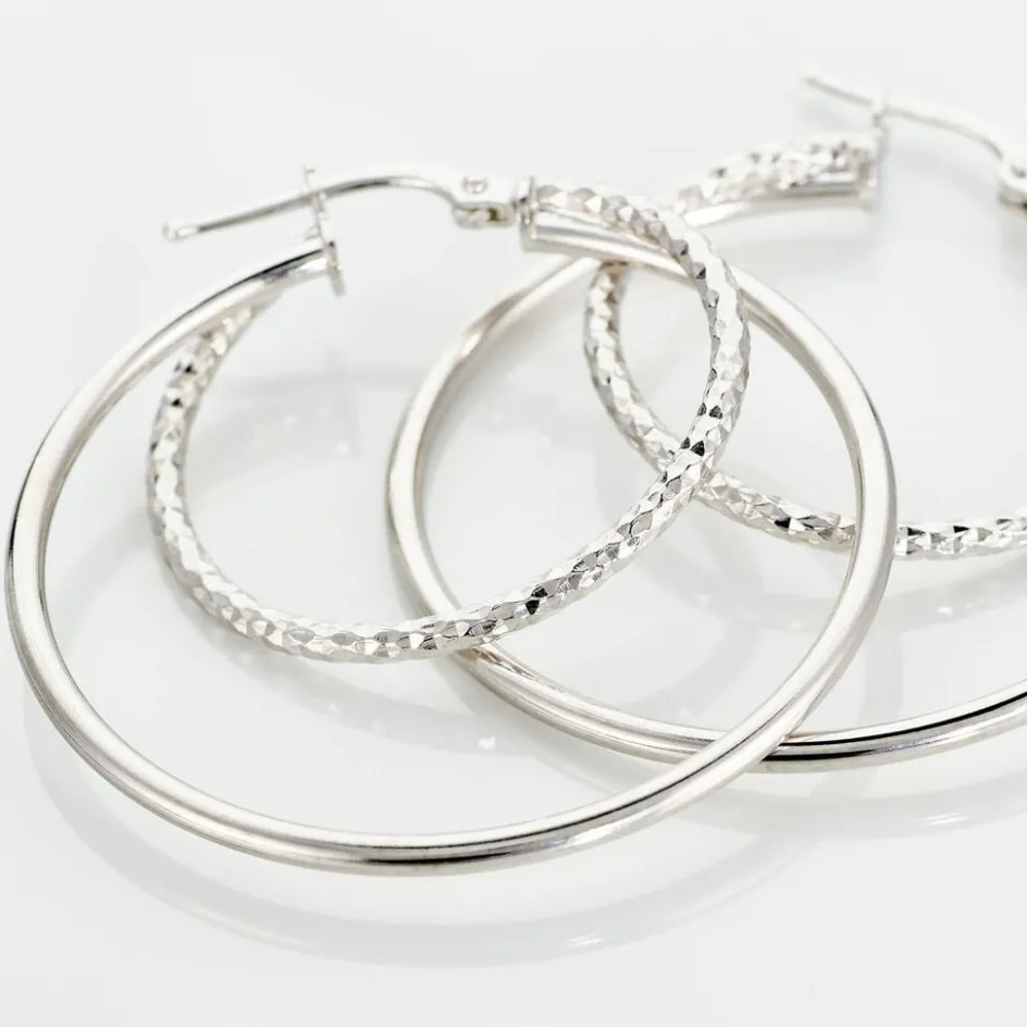 Hot Histoire d'Or Créoles Argent Blanc Marjorie