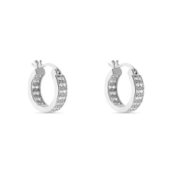 Clearance Histoire d'Or Créoles Argent Blanc Menelas Oxydes De Zirconium