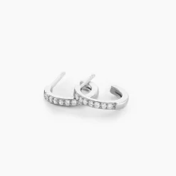 Sale Histoire d'Or Créoles Argent Blanc Roshan Oxydes De Zirconium