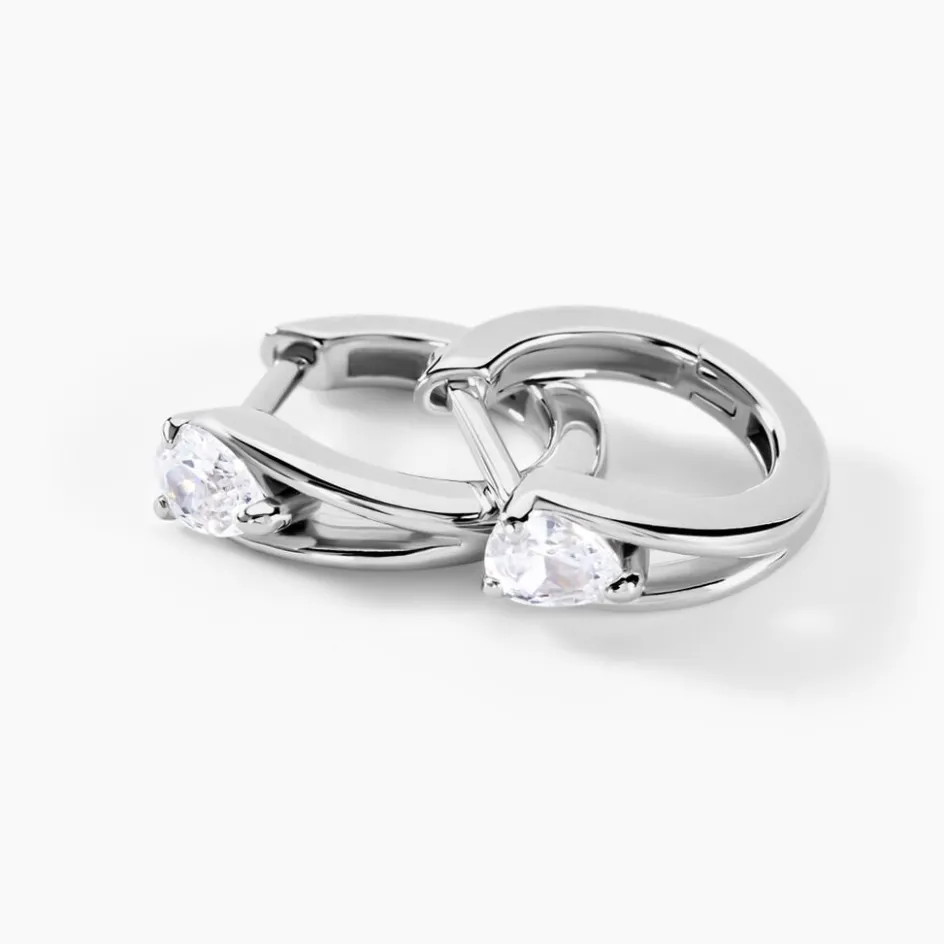 Outlet Histoire d'Or Créoles Armeline Argent Blanc Oxyde De Zirconium