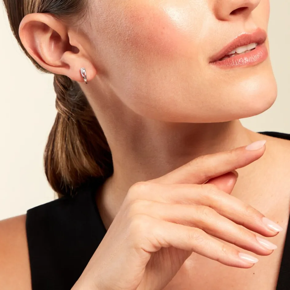 Outlet Histoire d'Or Créoles Armeline Argent Blanc Oxyde De Zirconium