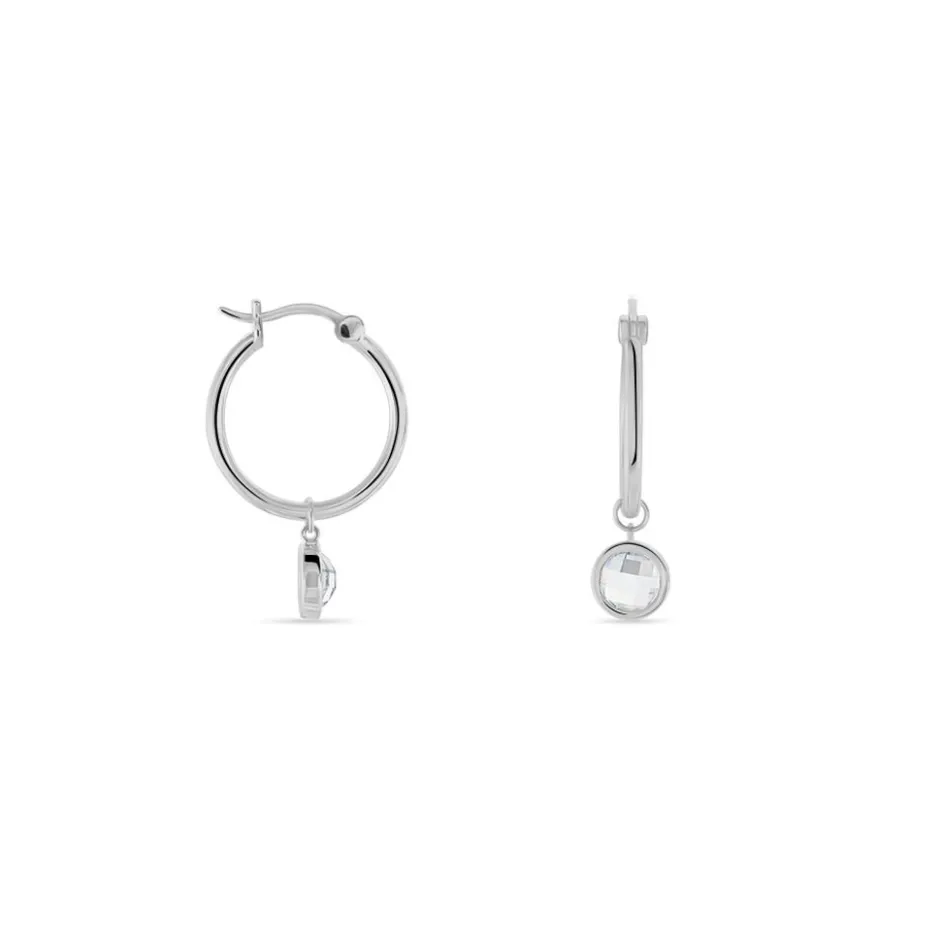 Hot Histoire d'Or Créoles Bastiano Rondes Argent Blanc Oxyde De Zirconium