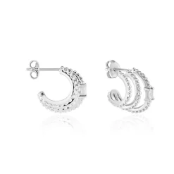 Sale Histoire d'Or Créoles Cailin Argent Blanc Oxyde De Zirconium