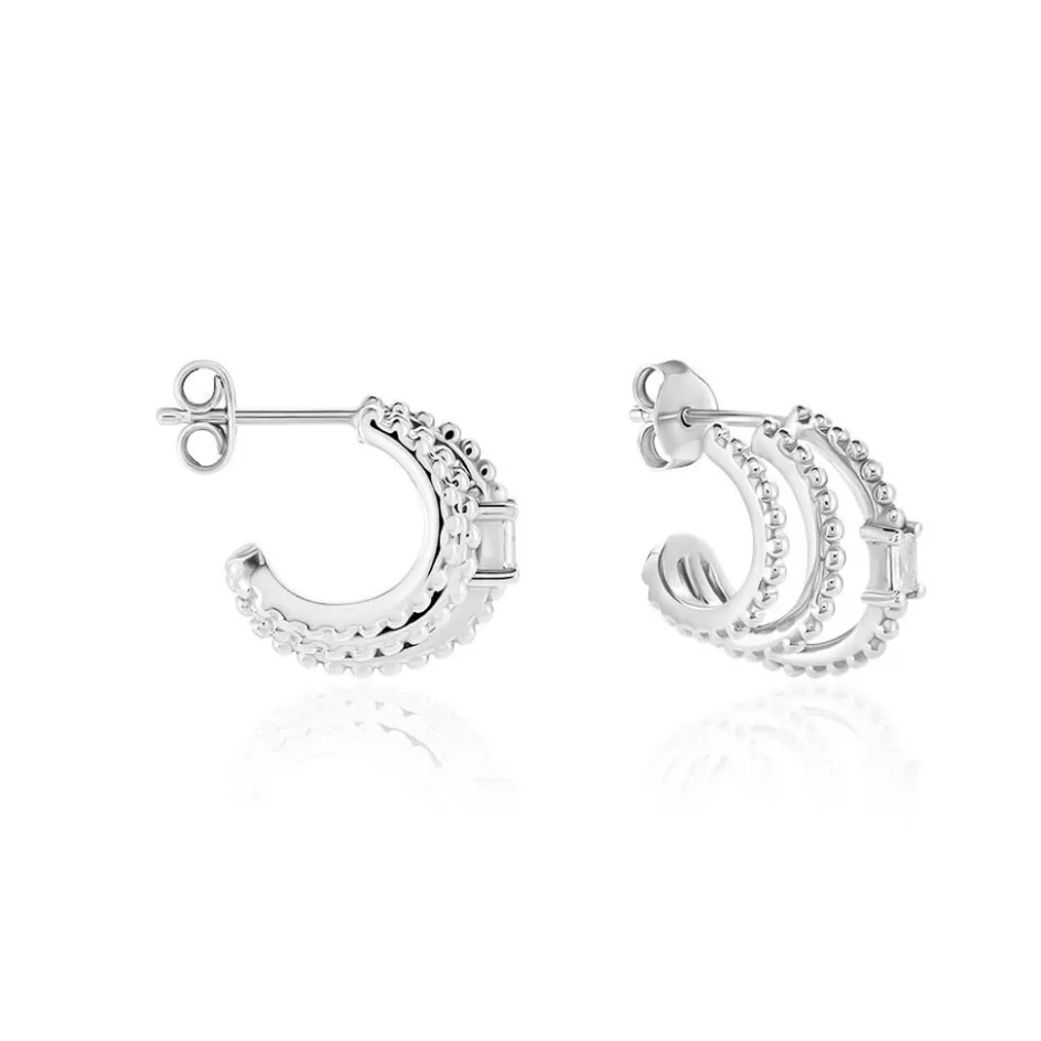 Sale Histoire d'Or Créoles Cailin Argent Blanc Oxyde De Zirconium