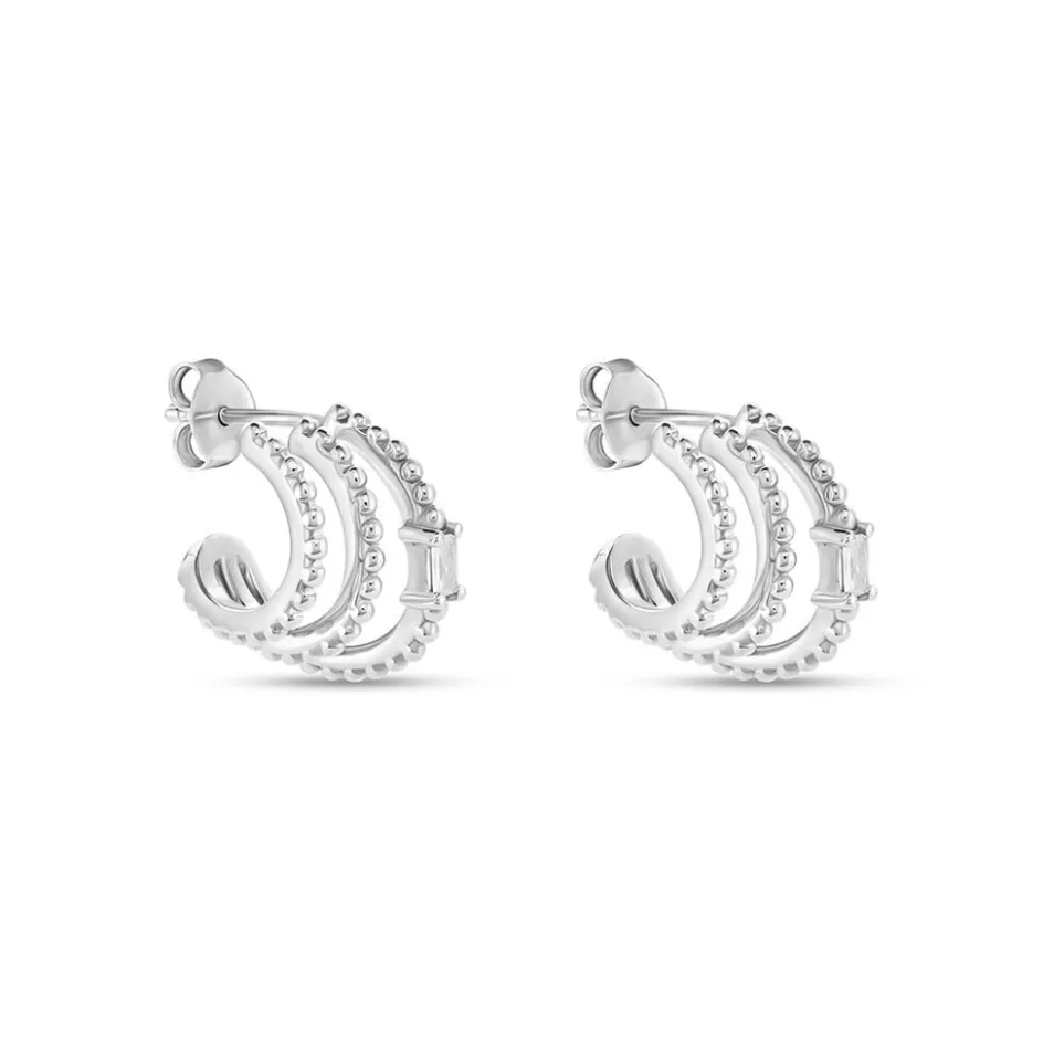 Sale Histoire d'Or Créoles Cailin Argent Blanc Oxyde De Zirconium