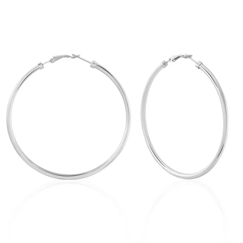 Hot Histoire d'Or Créoles Carmeline Acier Blanc