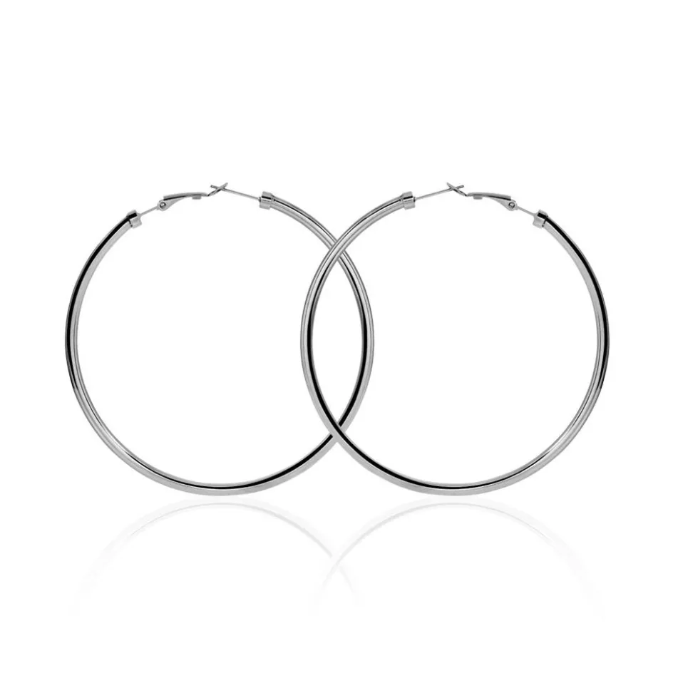 Hot Histoire d'Or Créoles Carmeline Acier Blanc