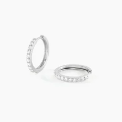 Clearance Histoire d'Or Créoles Classique Argent Blanc Jussi Oxyde De Zirconium