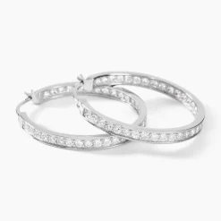 Clearance Histoire d'Or Créoles Django Argent Blanc Oxyde De Zirconium