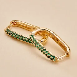 Hot Histoire d'Or Créoles Domingo Plaqué Or Jaune Spinelle Synthétique plaqué or jaune spinelle vert