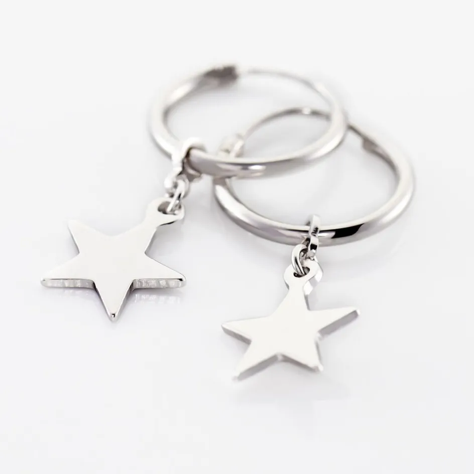 Hot Histoire d'Or Créoles Elvyn Argent Blanc