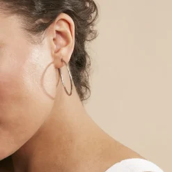 Hot Histoire d'Or Créoles Esaias Acier Blanc