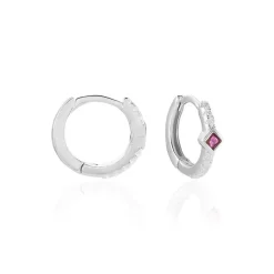 Online Histoire d'Or Créoles Fane Argent Rhodié Oxyde De Zirconium argent blanc oxyde