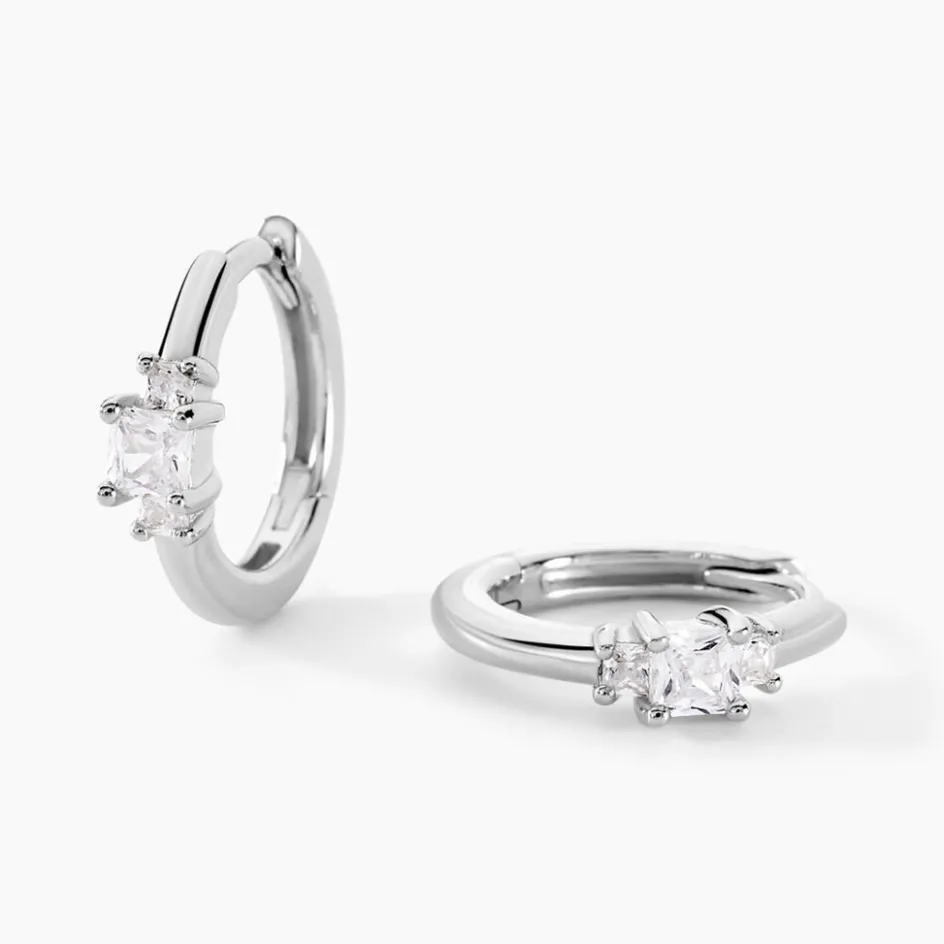 Outlet Histoire d'Or Créoles Felipa Argent Blanc Oxyde De Zirconium