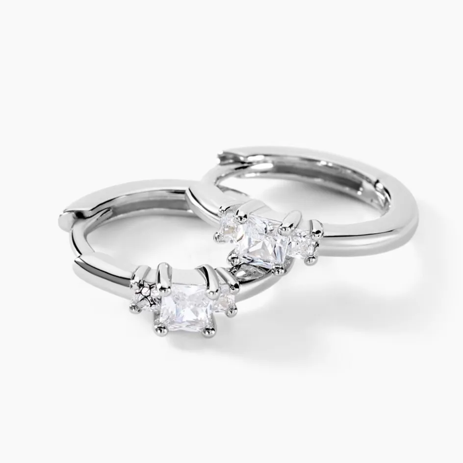 Outlet Histoire d'Or Créoles Felipa Argent Blanc Oxyde De Zirconium