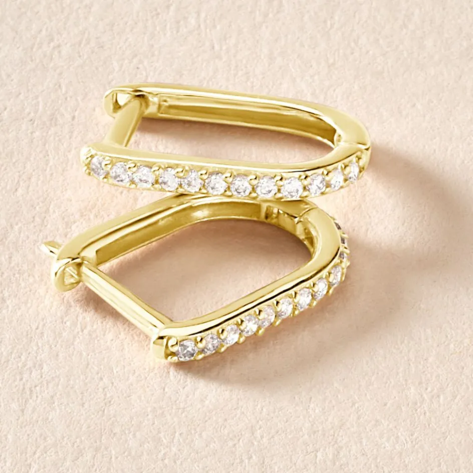 Sale Histoire d'Or Créoles Graphic Lines Or Jaune Oxyde De Zirconium