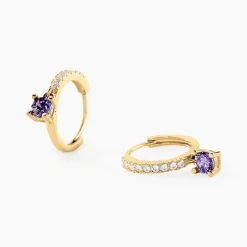 Best Histoire d'Or Créoles Grazyna Or Jaune Améthyste Oxyde De Zirconium or jaune améthyste violet