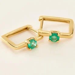 Histoire d'Or Créoles Harmonie Or Jaune Emeraude* Boucles D'Oreilles|Boucles D'Oreilles Créoles