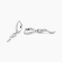 Outlet Histoire d'Or Créoles Horn Argent Blanc Oxyde De Zirconium