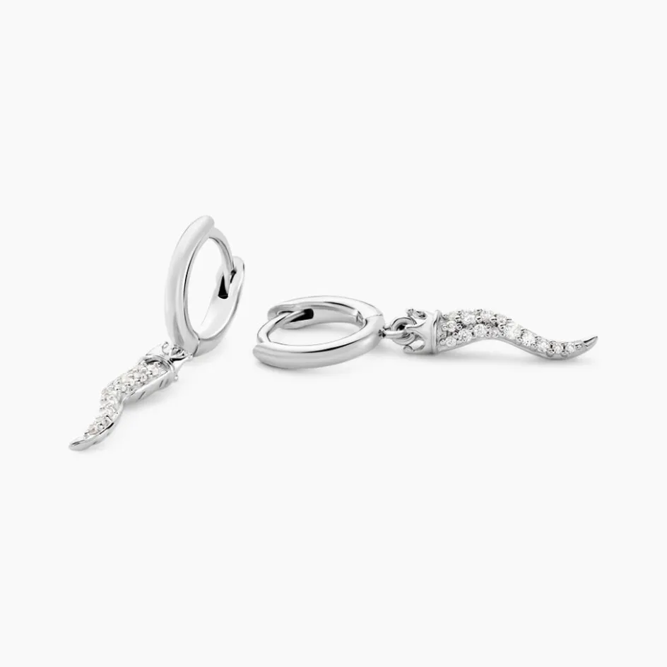 Outlet Histoire d'Or Créoles Horn Argent Blanc Oxyde De Zirconium