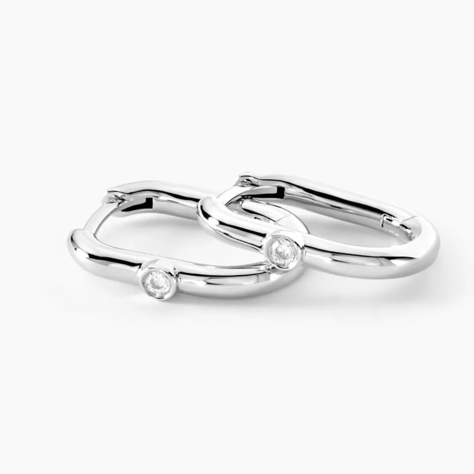 Sale Histoire d'Or Créoles Infini Pop Argent Blanc Oxyde De Zirconium