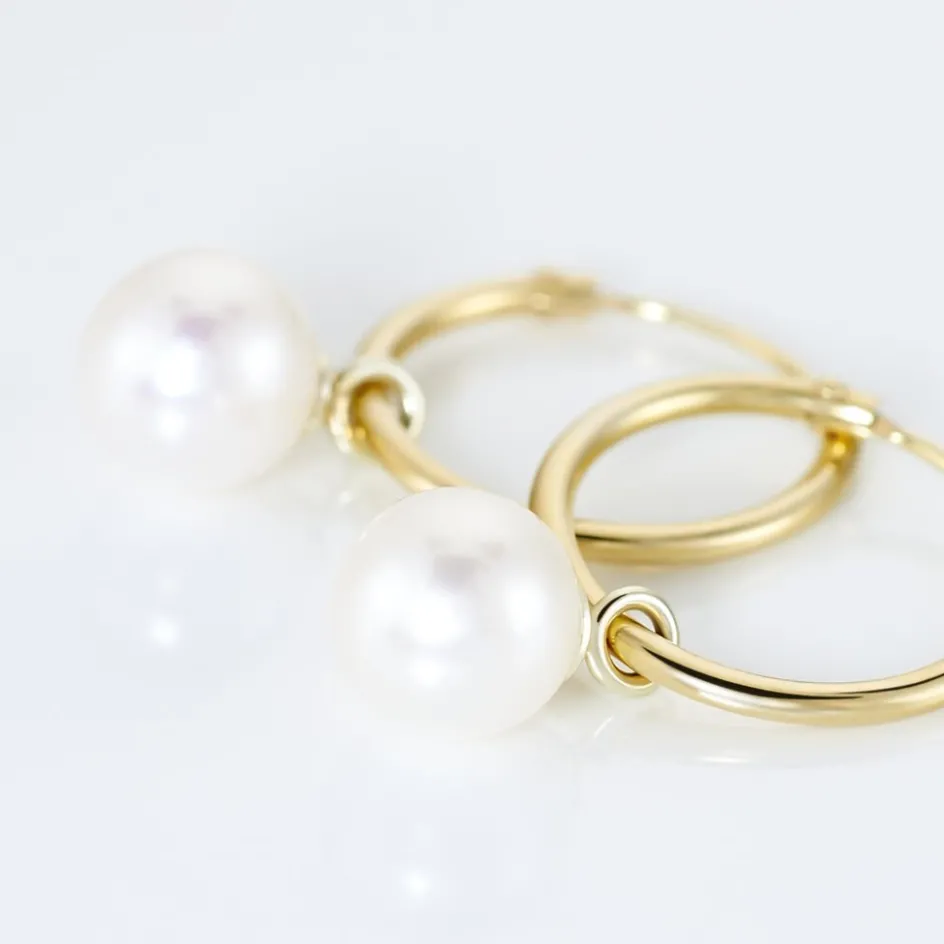 Outlet Histoire d'Or Créoles Inoussia Rondes Or Jaune Perle De Culture