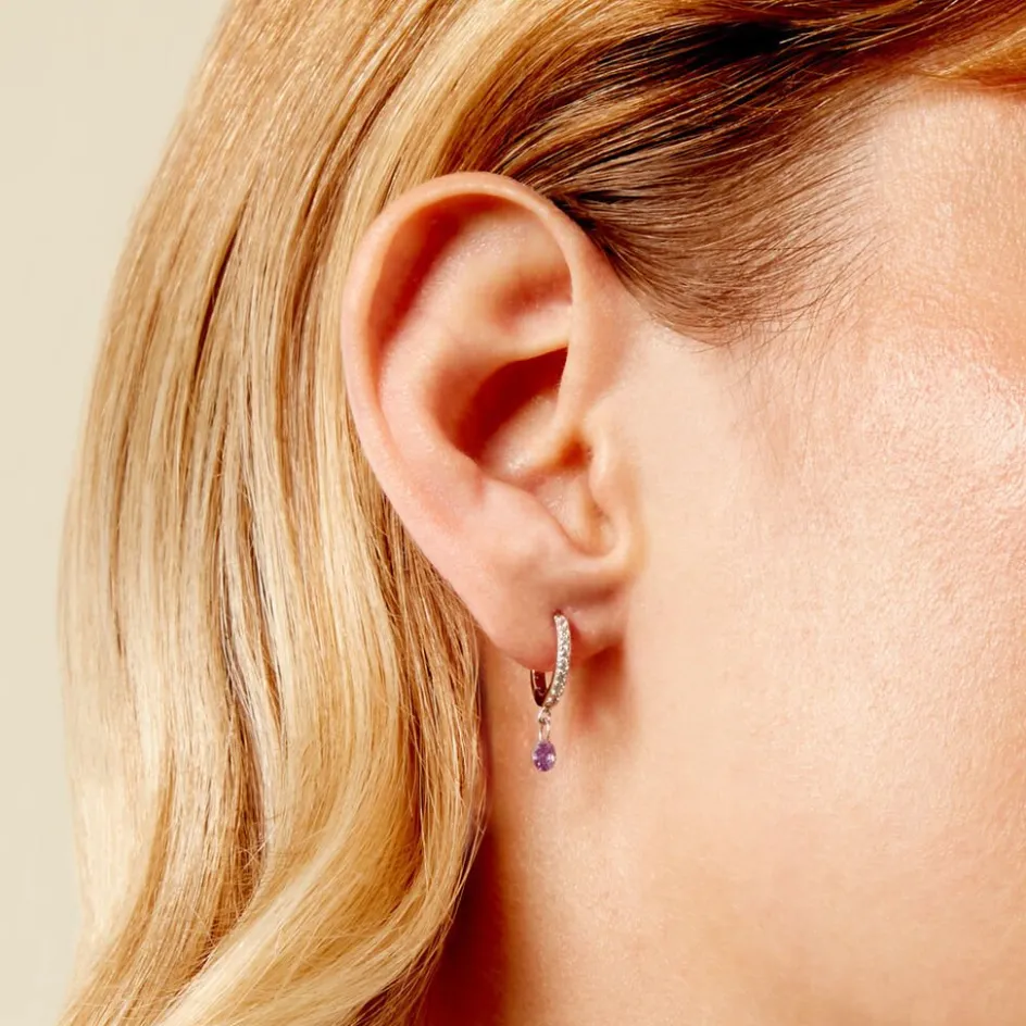 Online Histoire d'Or Créoles Lisenn Argent Blanc Oxyde De Zirconium