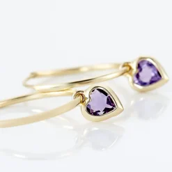 New Histoire d'Or Créoles Marsie Coeur Or Jaune Amethyste