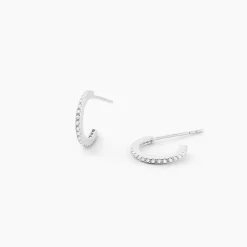 Histoire d'Or Créoles Or Blanc Brodie Oxyde De Zirconium* Boucles D'Oreilles|Boucles D'Oreilles Créoles