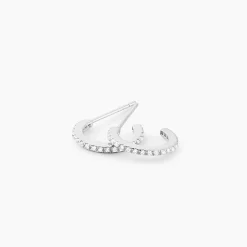 Histoire d'Or Créoles Or Blanc Brodie Oxyde De Zirconium* Boucles D'Oreilles|Boucles D'Oreilles Créoles