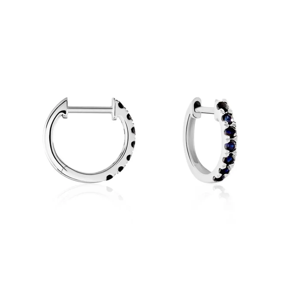 Histoire d'Or Créoles Or Blanc Killian Saphir* Boucles D'Oreilles|Boucles D'Oreilles Créoles