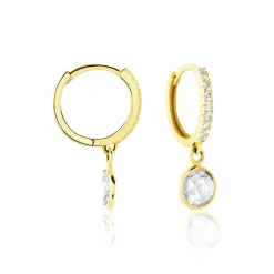 Histoire d'Or Créoles Or Jaune Arielle Oxyde De Zirconium* Boucles D'Oreilles|Boucles D'Oreilles Créoles