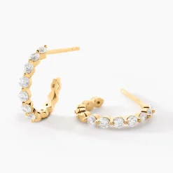 Histoire d'Or Créoles Or Jaune Chylan Oxydes De Zirconium* Boucles D'Oreilles|Boucles D'Oreilles Créoles