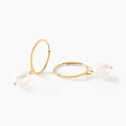 Histoire d'Or Créoles Or Jaune Perle De Culture* Boucles D'Oreilles|Boucles D'Oreilles Créoles