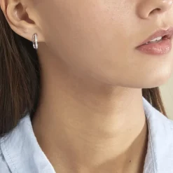 Online Histoire d'Or Créoles Otho Rondes Argent Blanc Oxyde De Zirconium